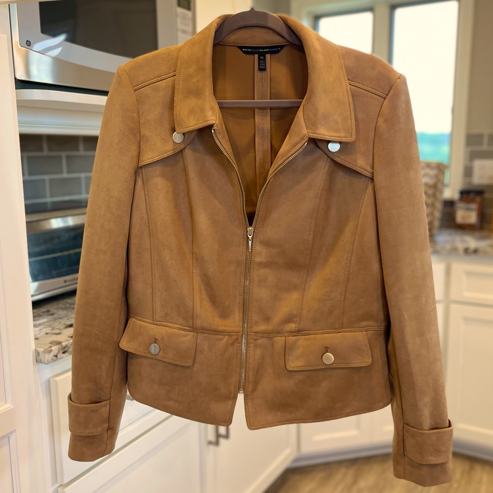 WHBM Camel Faux Suede Jacket.  Never worn.  Perfect for Fall!